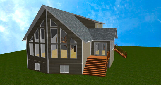 Great view with lots of windows - Exterior - 3D Rendered Home