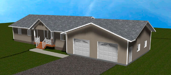 Porch on front - Exterior - 3D Rendered Home