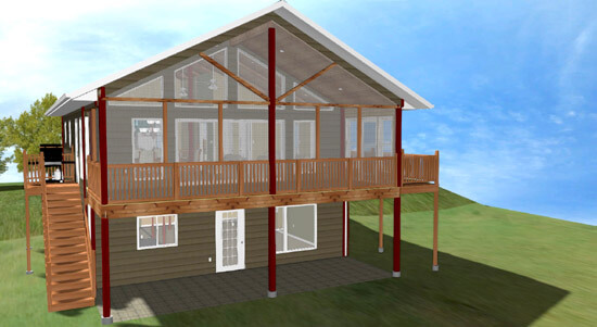 Balcony at rear of house - Exterior - 3D Rendered Home