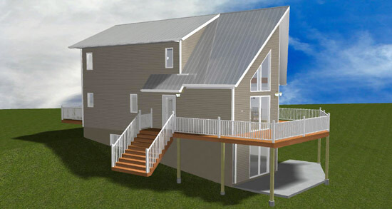 Balcony wrapping around house - Exterior - 3D Rendered Home